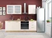 Cucina Fagali 08, in 7 pezzi, rovere marrone / crema