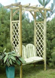 Pergola Lawinia con panca - Dimensioni: 140 x 65 x 214 cm (L x P x A)