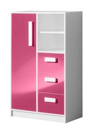 Cameretta - Cassettiera "Walter" 05, bianco / rosa lucido - 133 x 80 x 40 cm (h x l x p)