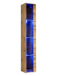 Armadio a muro con quattro scomparti Fardalen 16, colore: rovere Wotan - Dimensioni: 180 x 30 x 30 cm (A x L x P), con illuminazione a LED