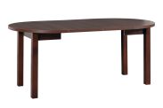 Tavolo da pranzo rotondo ILZE in noce, funzione allungabile, dimensioni Ø 100/180, altezza del piano 32 mm, superficie laminata, gambe in legno, robusto