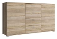 Cassettiera moderna con quattro cassetti Lowestoft 02, colore: rovere sonoma - dimensioni: 85 x 150 x 40 cm (A x L x P)