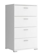 Cassettiera stretta con quattro cassetti Lowestoft 07, colore: Bianco - Dimensioni: 85 x 50 x 40 cm (A x L x P)