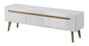 Base TV con tre cassetti Cathcart 04, colore: Rovere Riviera / Bianco - Dimensioni: 50 x 160 x 40 cm (A x L x P)