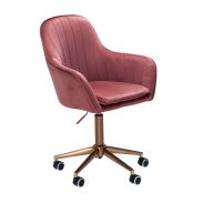 Sedia girevole di design Apolo 117, colore: rosa / oro, con scocca di seduta piacevolmente sagomata per un elevato comfort