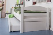 Letto singolo "Easy Premium Line" K1/h/s in faggio massello laccato bianco, incl. letto a scomparsa e 2 pannelli laterali - 90 x 200 cm