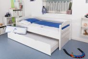 Letto singolo "Easy Premium Line" K1/h/s in faggio massello laccato bianco, incl. letto a scomparsa e 2 pannelli laterali - 90 x 200 cm