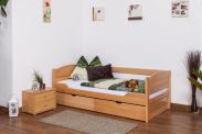 Letto singolo "Easy Premium Line" K1/s in faggio massello naturale, incl. 2 cassetti e 2 pannelli laterali - 90 x 200 cm