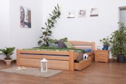 Letto king size "Easy Premium Line" K4  in faggio massello naturale, incl. 2 cassetti , 1 pannello laterale, 180 x 200 cm