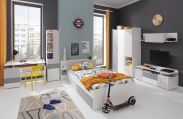 Set completo per la cameretta dei bambini C Floreffe, 6 pezzi, colore: bianco / rovere bianco / grigio