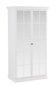 Armadio Torsakala 06 con 200 x 102 x 56 cm, 2 ripiani, 2 eleganti ante in vetro, 3 pratici scomparti, 1 asta appendiabiti, bianco opalino, ABS