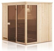 Sauna prefabbricata "Kawir" 68 mm con 2 finestre e tetto con bordino - misure esterne (l x p x h): 175 x 194 x 199 cm