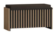 Panca con contenitore / Cassapanca Cikarang 08, colore: nero / rovere, rivestimento: marrone scuro - dimensioni: 48 x 99 x 40 cm (A x L x P)