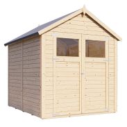 Casetta da giardino prefabbricata Landshut 03 incl. pavimento e cartone catramato, legno grezzo - spessore 14 mm, SU: 4,20 m², tetto a capanna