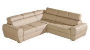 Divano Sladenia 06 in sabbia con funzione letto e cassetto - 255 x 235 cm (l x p) - pouf: a destra