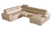 Divano da salotto Sladenia 07 in sabbia con funzione letto e contenitore - 302 x 255 cm (l x p) - pouf: a destra