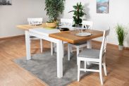 Tavolo da pranzo allungabile "Solin" rovere bianco/naturale 20 (quadrato) - 140 - 220 x 90 cm (l x p)