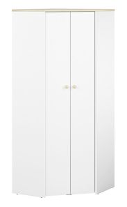 Cameretta - Armadio angolare "Egvad" 03, bianco / faggio - 193 x 80 x 80 cm (h x l x p), 2 ante e 6 scomparti