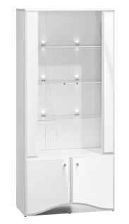 Vetrinetta "Sydfalster" 01, bianco / bianco lucido - 191 x 87 x 41 cm (h x l x p), 4 ante e 5 scomparti