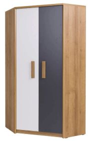 Armadio rettangolare molto spazioso Valbom 08, rovere riviera / bianco / grafite - misure: 188 x 92 x 92 cm (h x l x p), con 2 barre appendiabiti e 10 scomparti