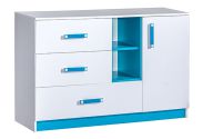 Cameretta - Cassettiera "Frank" 07, bianco / blu - 83 x 130 x 40 cm (h x l x p)