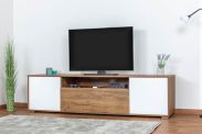 Mobile TV Manase 06, rovere marrone / bianco lucido - 49 x 180 x 47 cm (h x l x p)