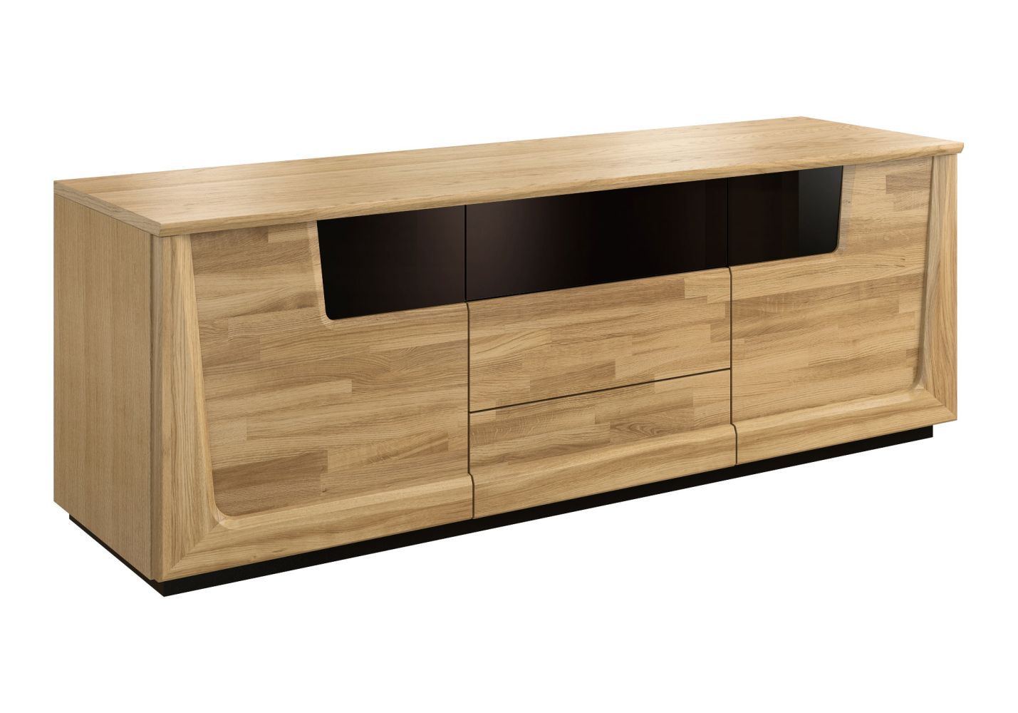 Cassettiera "Topusko" 09, rovere / nero, parzialmente massello - misure: 63 x 182 x 51 cm (h x l x p)