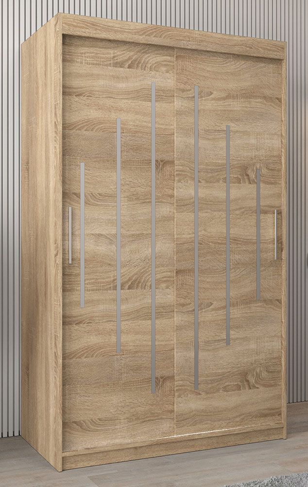 Armadio ad ante scorrevoli Pilatus 02, rovere Sonoma - 200 x 120 x 62 cm (h x l x p)