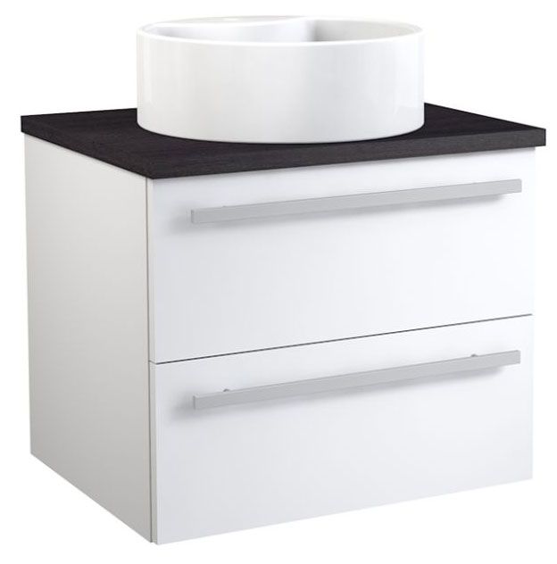 Mobile bagno "Bidar" 49, bianco lucido / nero rovere - 53 x 60 x 45 cm (h x l x p)