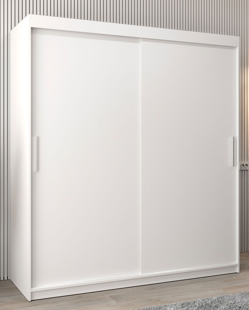 Armadio ad ante scorrevoli Bisaurin 4A, bianco opaco - 200 x 180 x 62 cm (h x l x p)