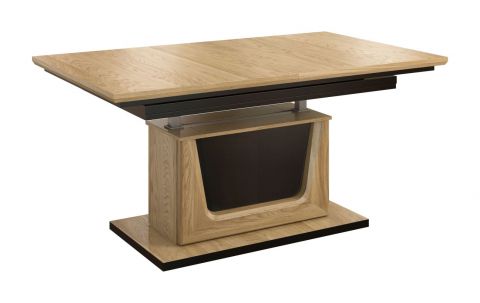 Tavolino regolabile in altezza "Topusko" 25, rovere / nero, parzialmente massello - 59 - 77 x 130 - 220 x 80 cm (h x l x p)