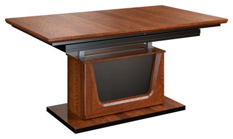 Tavolino regolabile in altezza "Lopar" 25, noce / nero, parzialmente massello - 59 - 77 x 130 - 220 x 80 cm (h x l x p)