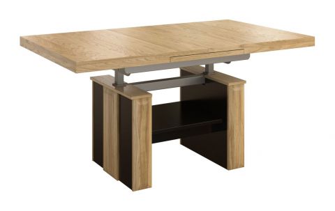 Tavolino regolabile in altezza "Topusko" 26, rovere / nero, parzialmente massello - misure: 61 - 79 x 130 - 170 x 80 cm (h x l x p)