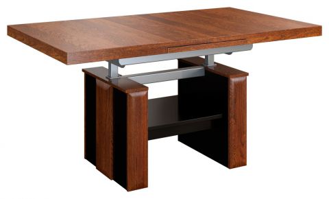 Tavolino regolabile in altezza "Lopar" 26, noce / nero, parzialmente massello - misure: 61 - 79 x 130 - 170 x 80 cm (h x l x p)