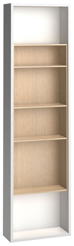 Scaffale Minnea 05, bianco / rovere - 206 x 57 x 22 cm (h x l x p)