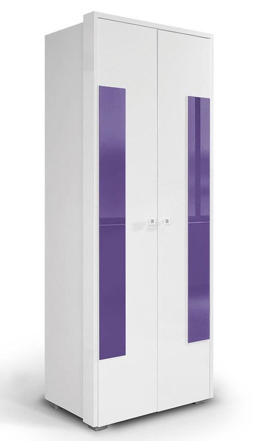 Cameretta - Armadio ad ante battenti Gabriel 17, bianco / viola - 220 x 85 x 54 cm (h x l x p)