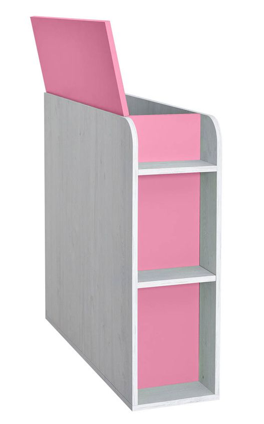 Cameretta - Cassapanca "Luis" 03, rovere bianco / rosa - 92 x 30 x 103 cm (h x l x p)