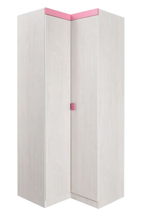 Cameretta - Armadio rettangolare Luis 22, rovere bianco / rosa - 218 x 91/93 x 52 cm (h x l x p)