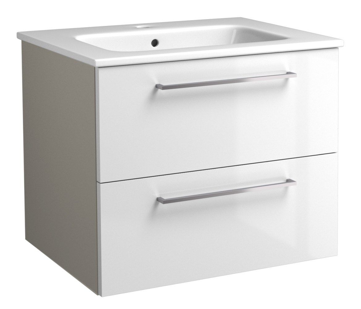 Mobile bagno "Noida" 09, beige / bianco lucido - 50 x 61 x 46 cm (h x l x p)