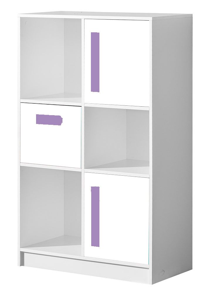 Cameretta - Cassettiera "Walter" 07, bianco lucido / viola - 133 x 80 x 40 cm (h x l x p)