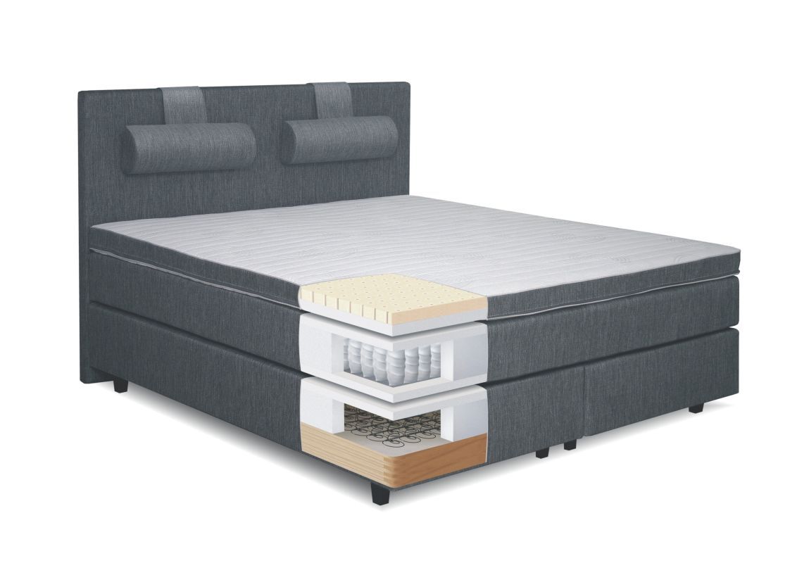 Letto boxspring FLINT, base: molle Bonnell, materasso: molle insacchettate, topper: lattice - 180 x 200 cm