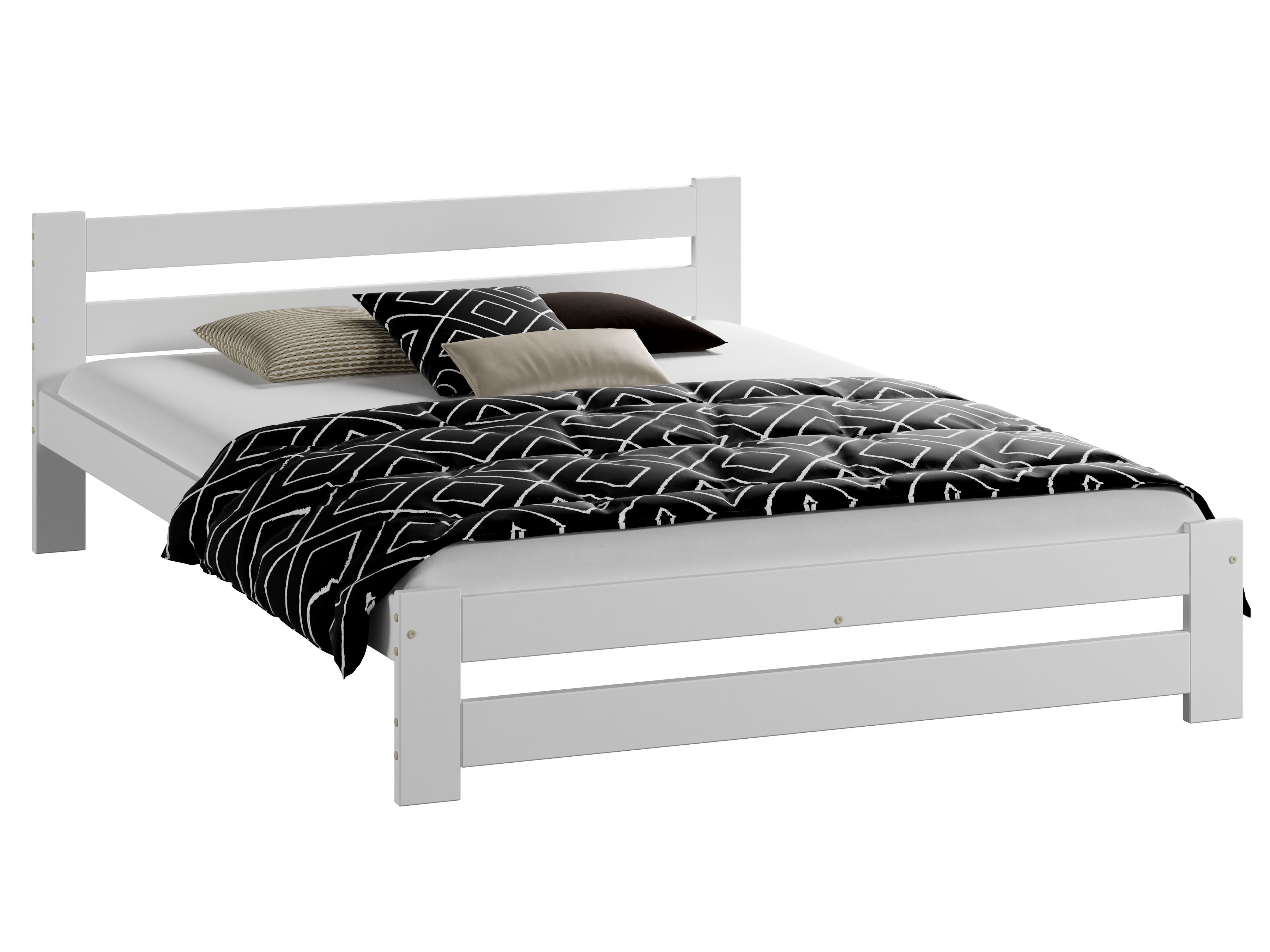 Letto per ragazzi dal design neutro Nagol 21, pino massiccio, colore: bianco - Superficie di sdraio: 120 x 200 cm (L x L)