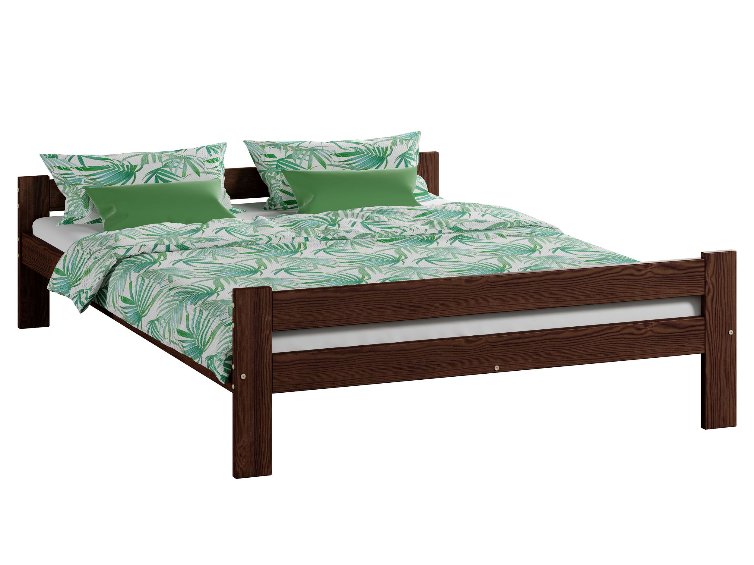 Letto per ragazzi dal design semplice Llorts 11, pino massiccio, colore: noce - Superficie di sdraio: 120 x 200 cm (L x L)