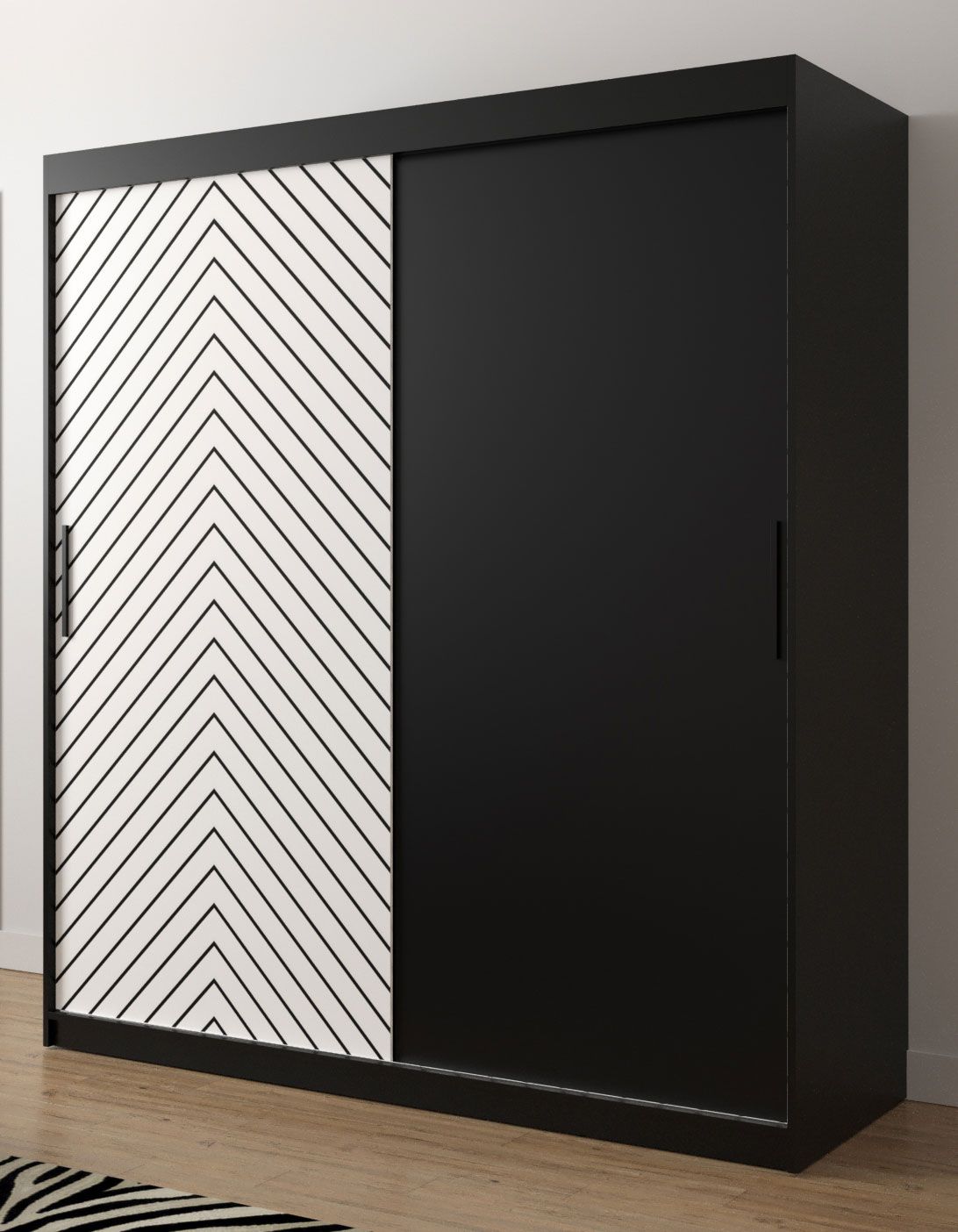 Armadio 10 scomparti Mulhacen 24, nero opaco / bianco opaco - 200 x 180 x 62 cm (h x l x p), spazioso 