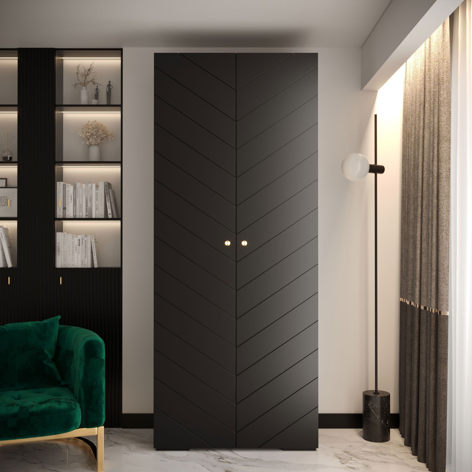 Armadio dal design semplice Beskiden 16, colore: Nero - Dimensioni: 236,5 x 100 x 47 cm (H x L x P)