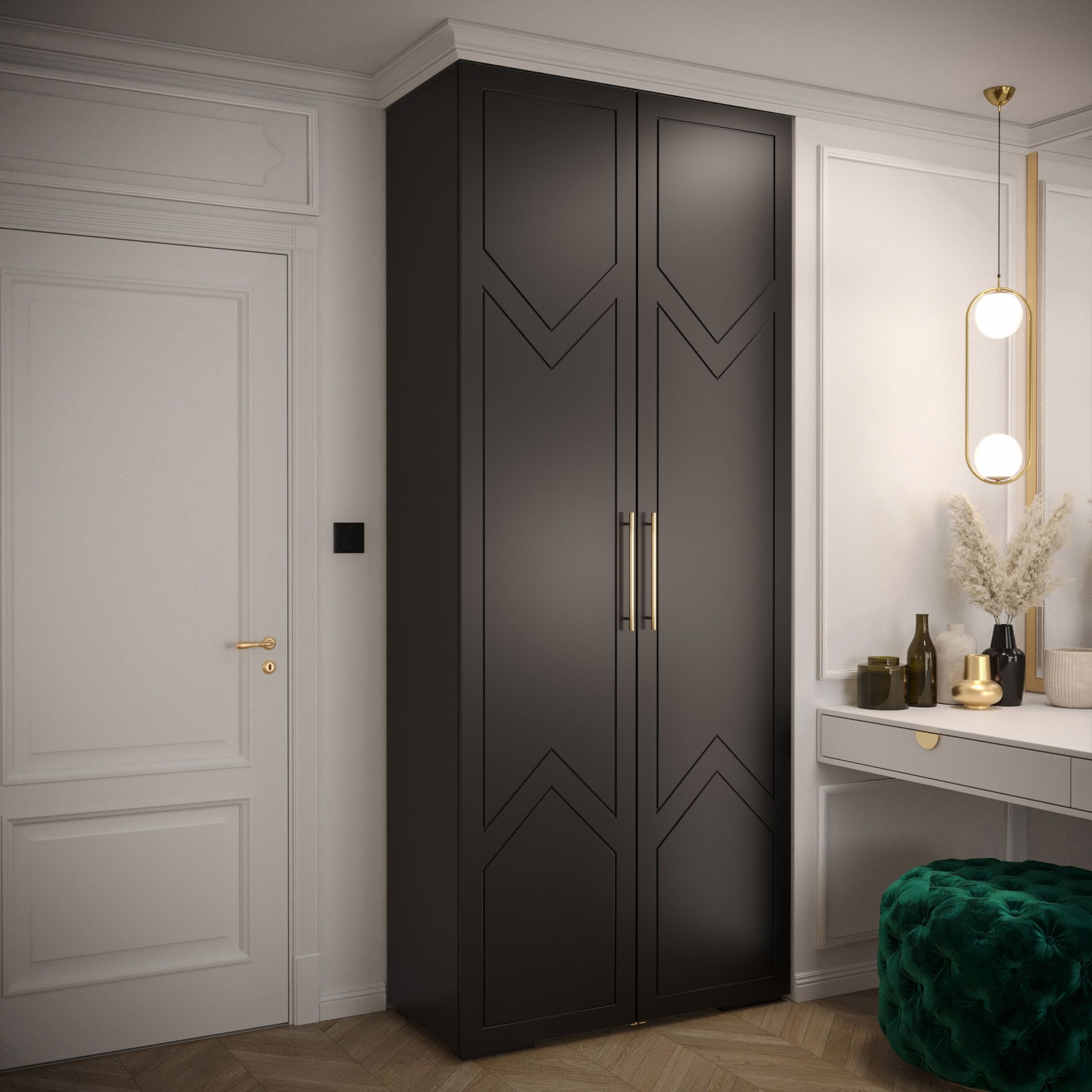 Armadio dal design elegante Beskiden 20, colore: nero - Dimensioni: 236,5 x 100 x 47 cm (A x L x P)