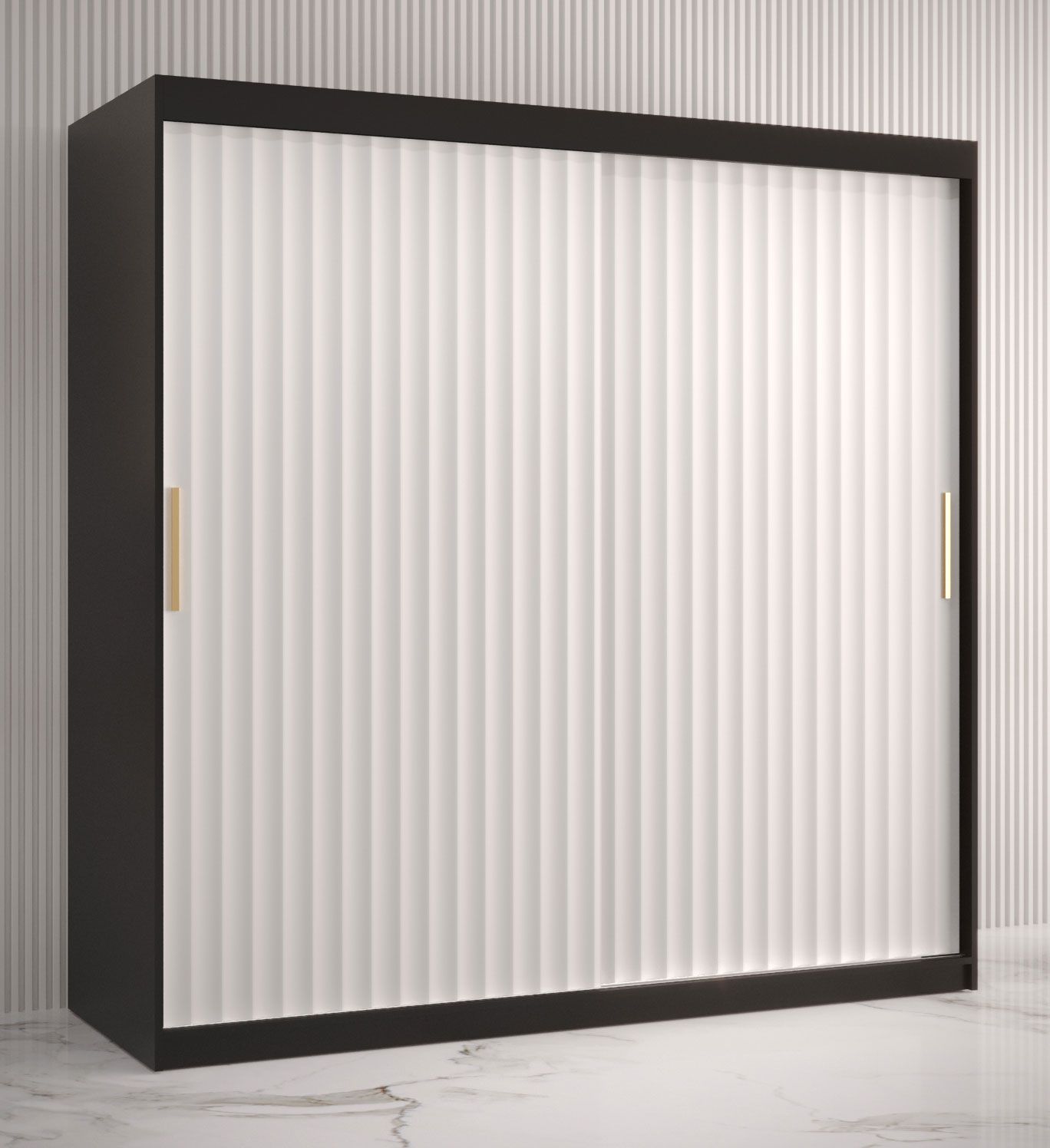 Elegante Armadio molto spazioso Balmenhorn 63, nero opaco / bianco opaco - 200 x 180 x 62 cm (h x l x p), 10 scomparti e 2 barre appendiabiti