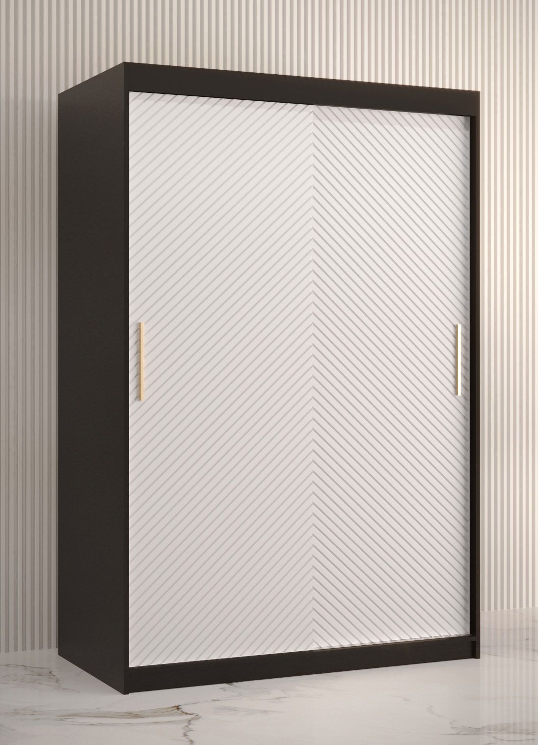 Armadio elegante Balmenhorn 07, nero opaco / bianco opaco - 200 x 120 x 62 cm (h x l x p), molto spazioso