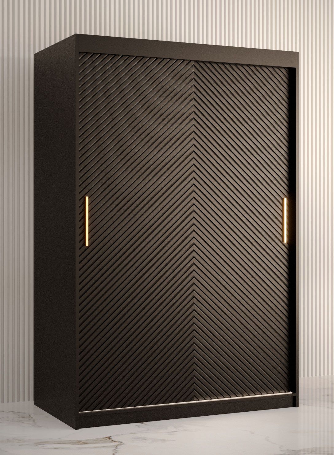 Elegante Armadio semplice Balmenhorn 08, nero opaco - 200 x 120 x 62 cm (h x l x p), 5 scomparti e 2 barre appendiabiti