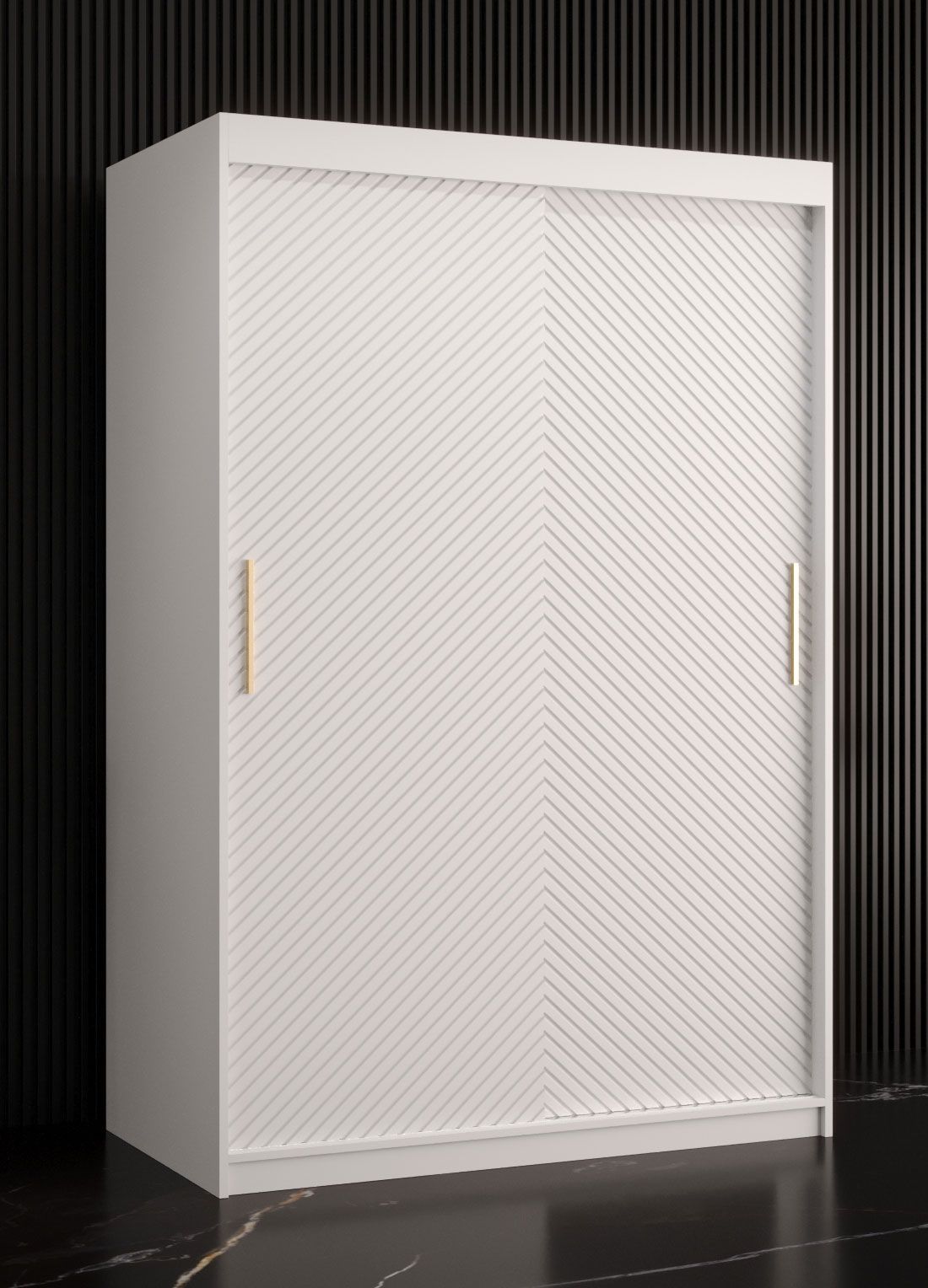 Elegante Armadio semplice Balmenhorn 05, bianco opaco - 200 x 120 x 62 cm (h x l x p), 5 scomparti e 2 barre appendiabiti